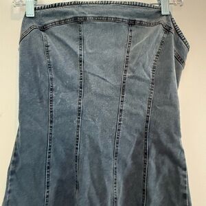 NWT PEACH LOVE CALIFORNIA Strapless Women's Blue Denim Dress size Large